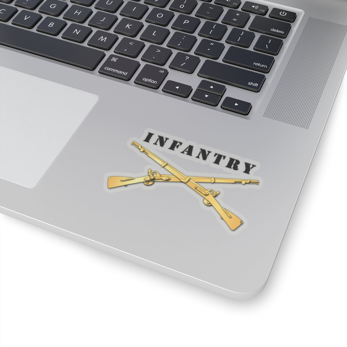 Kiss-Cut Stickers - Infantry Br - Crossed Rifles w Txt