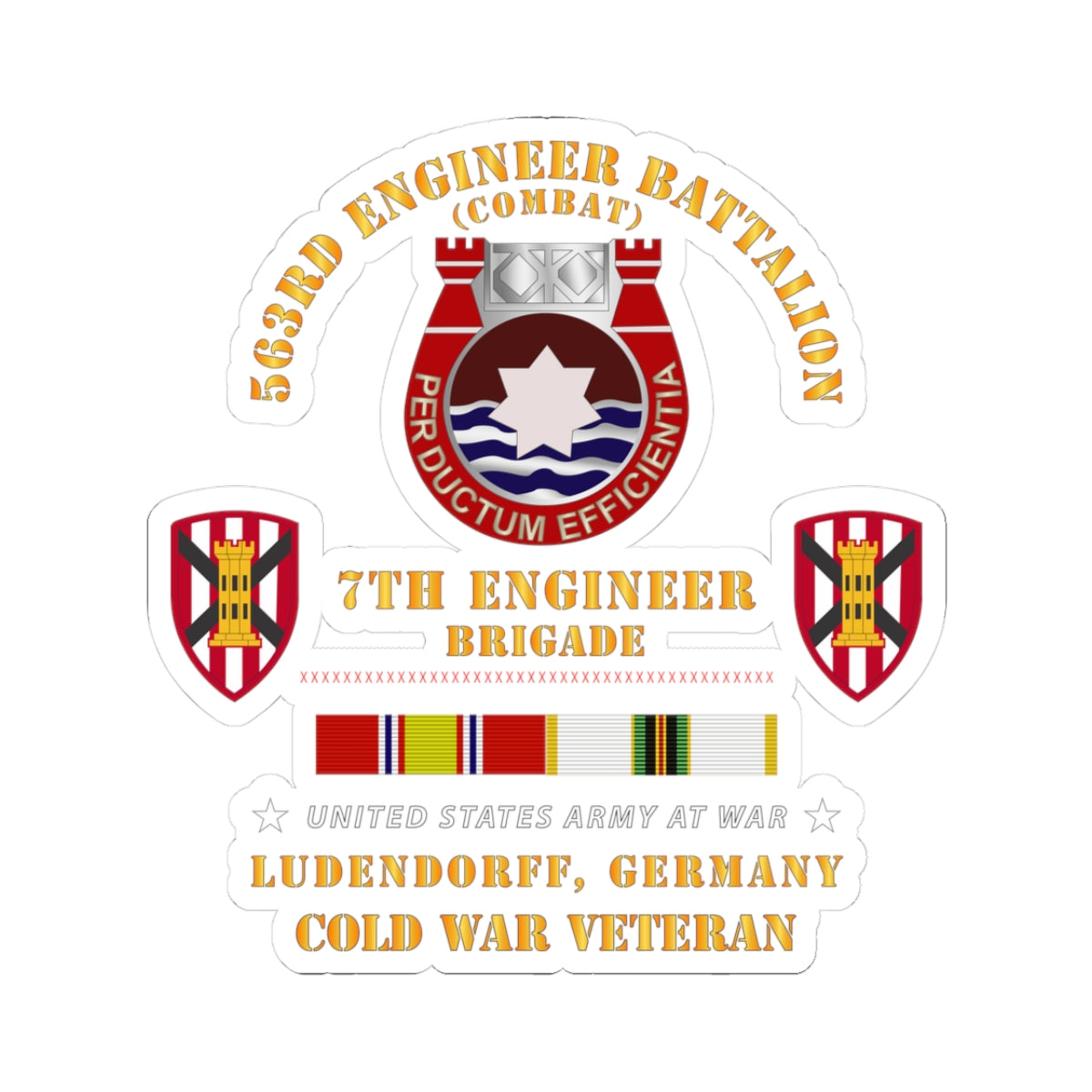 Kiss-Cut Stickers - 563rd Engineer Bn, 7th Eng Bde, Ludendorff, Germany w COLD SVC X 300