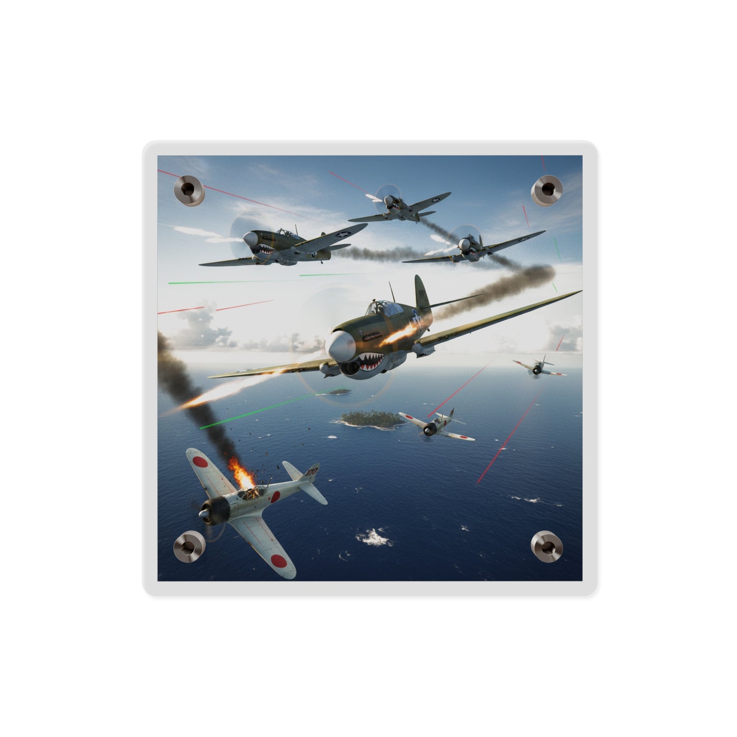 Acrylic Wall Art Panel - Curtis P-40 Kittyhawk w Machine Guns Blazing