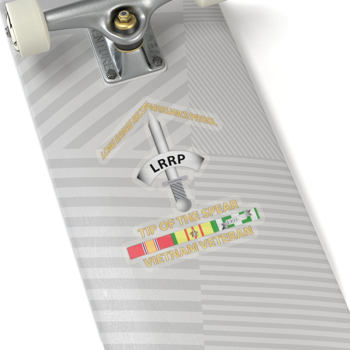 Kiss-Cut Stickers - Badge - Long Range Reconnaissance Patrol - Tip of the Spear - Vietnam Veteran with Service Ribbons