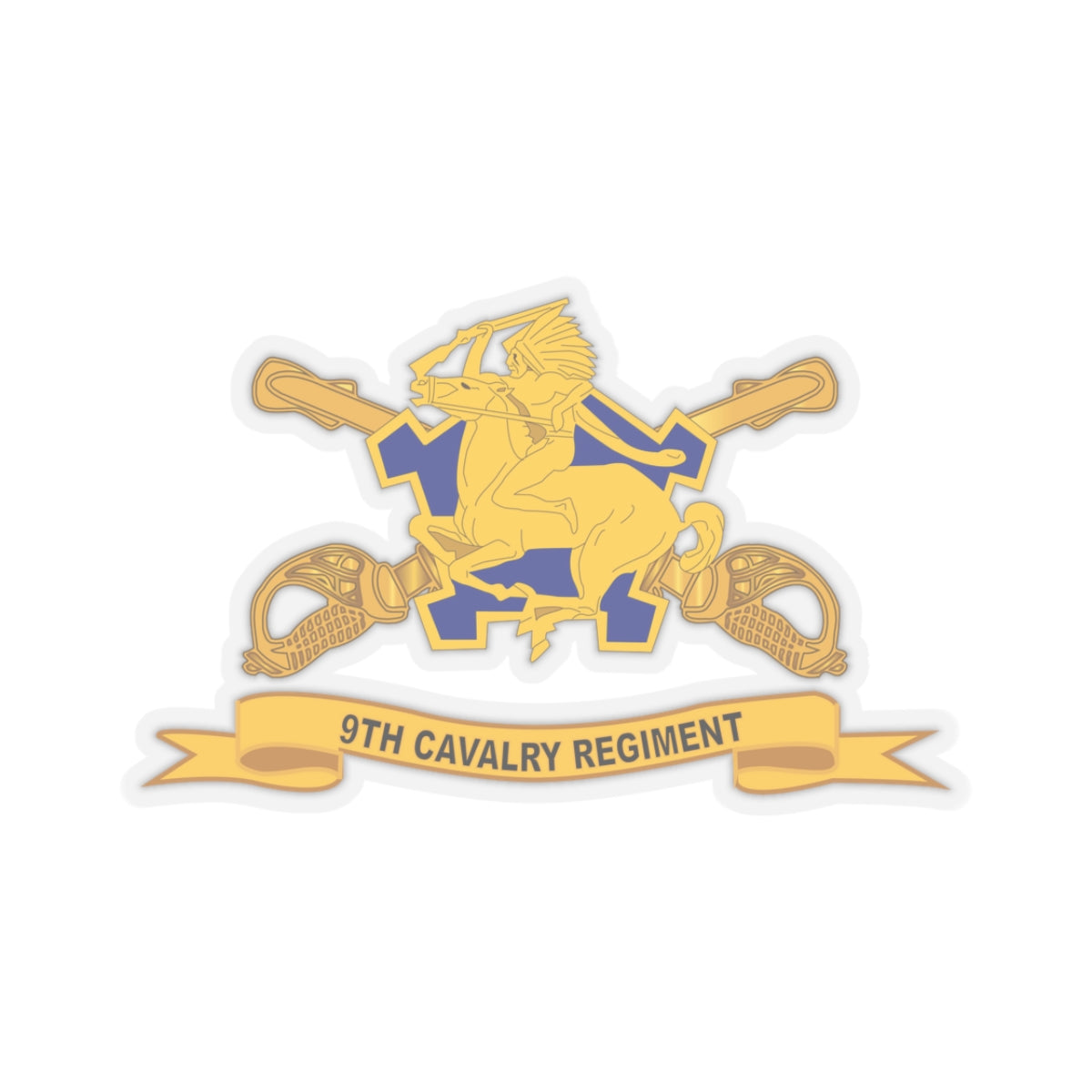 Kiss-Cut Stickers - 9th Cavalry Regiment w Br - Ribbon