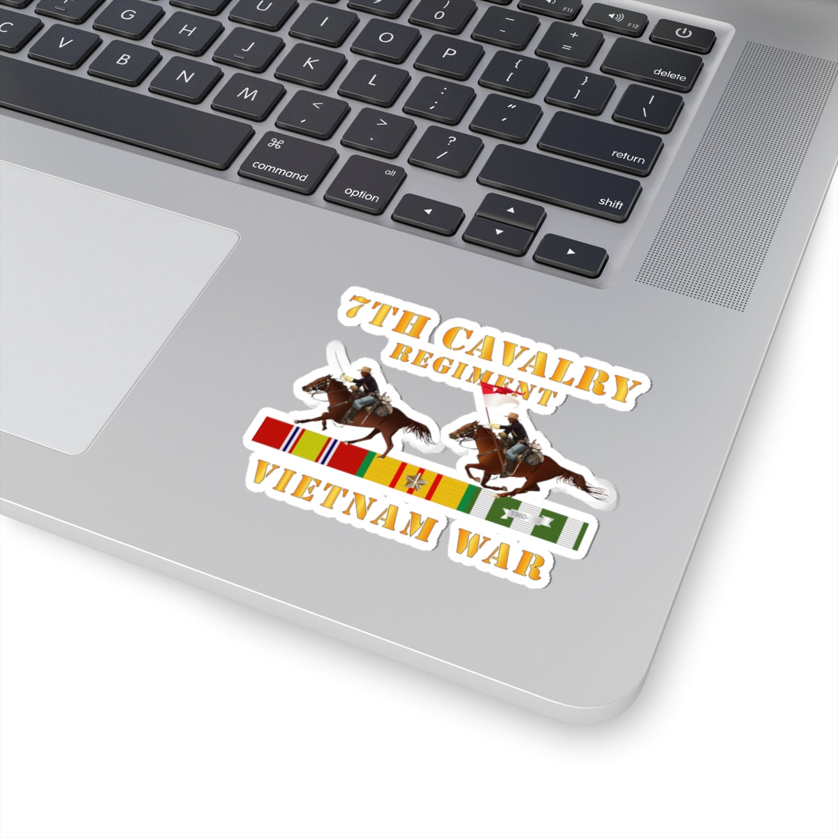 Kiss-Cut Stickers - 7th Cavalry Regiment - Vietnam War wt 2 Cav Riders and VN SVC X300