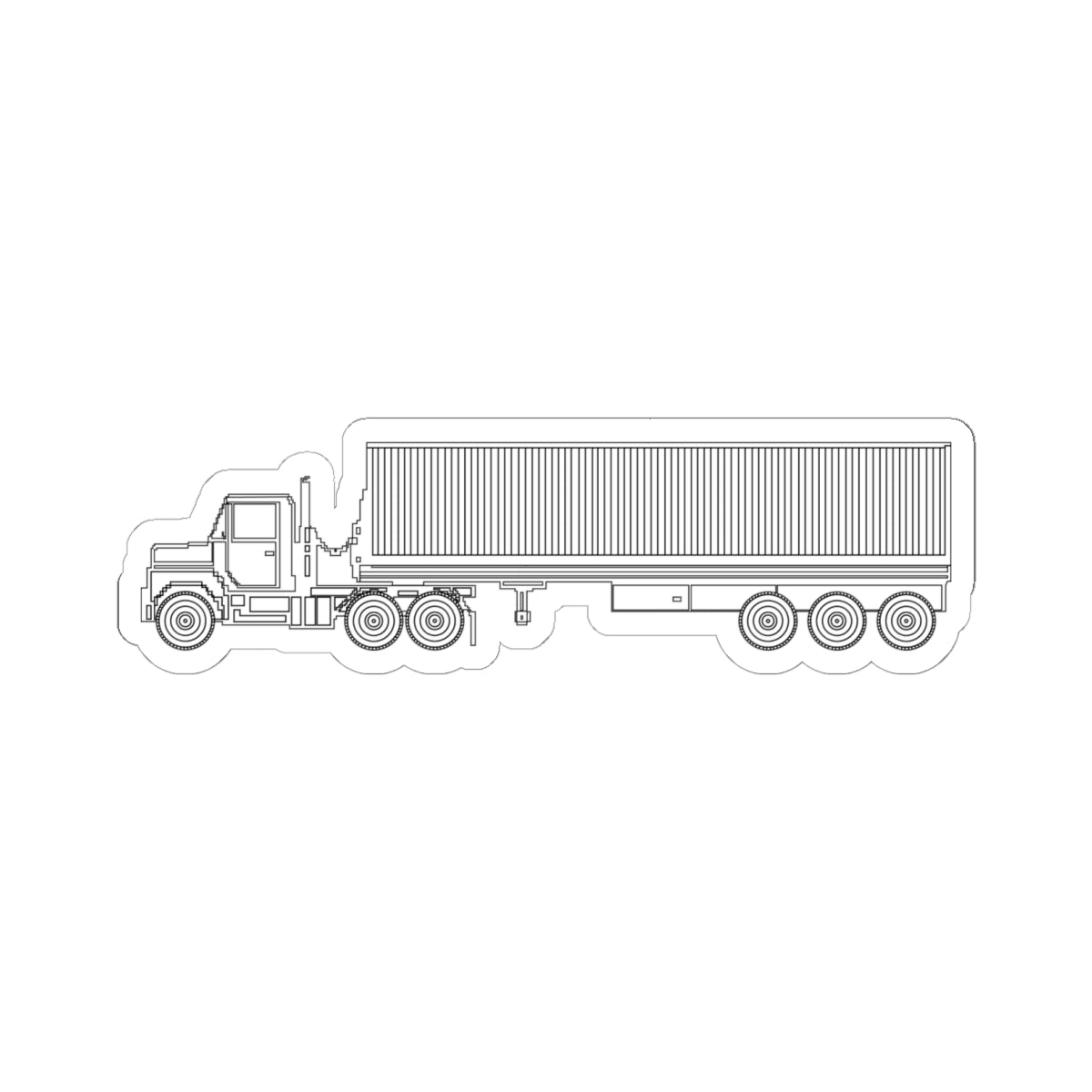 Kiss-Cut Stickers - Vehicle - M915 Tractor with M872 - 40 Ft Container - Side - LA X 300