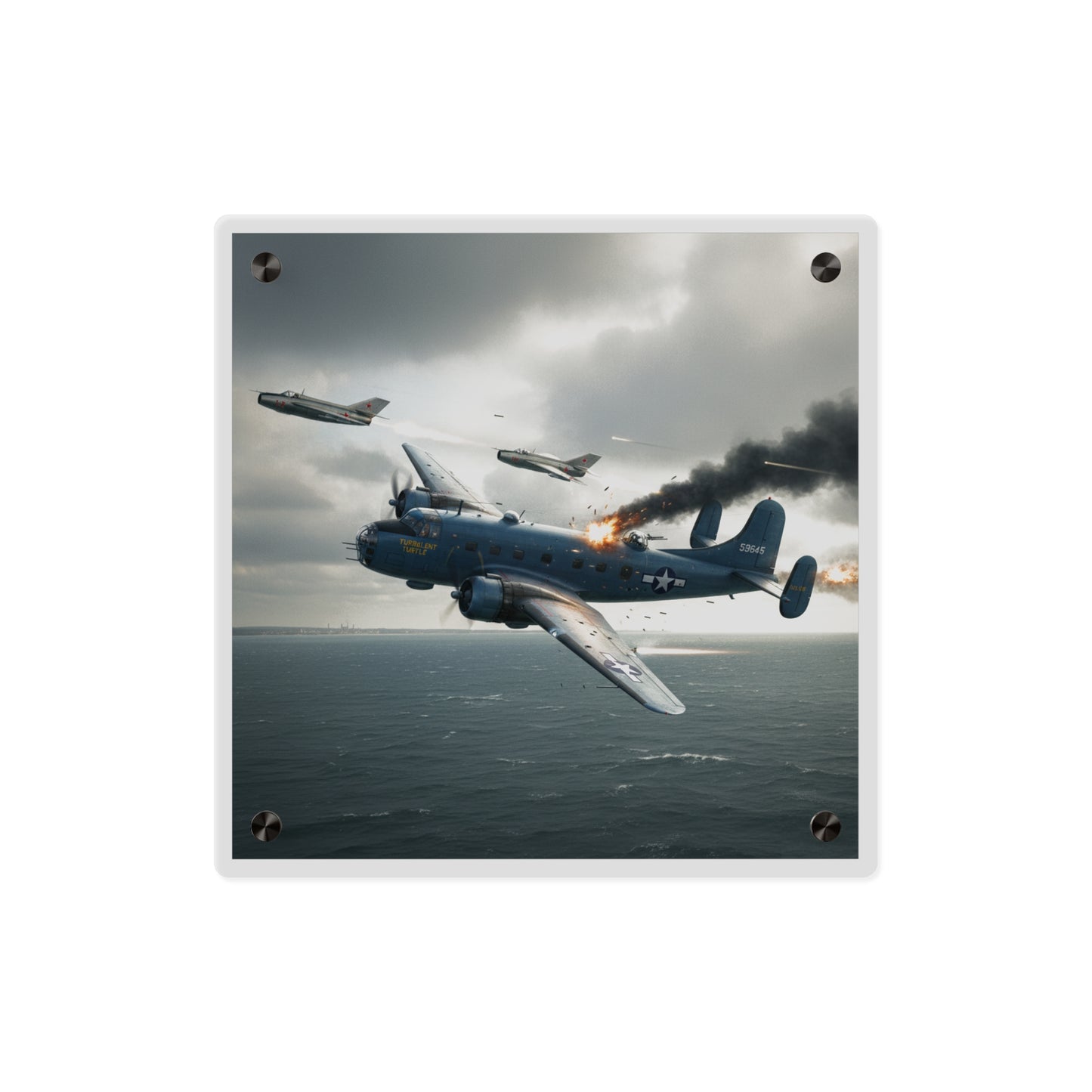 Acrylic Wall Art Panel - April 8, 1950, Baltic Sea - Latvia Soviet fighters shot down a U.S. Navy PB4Y-2 - Liberator - Cold War