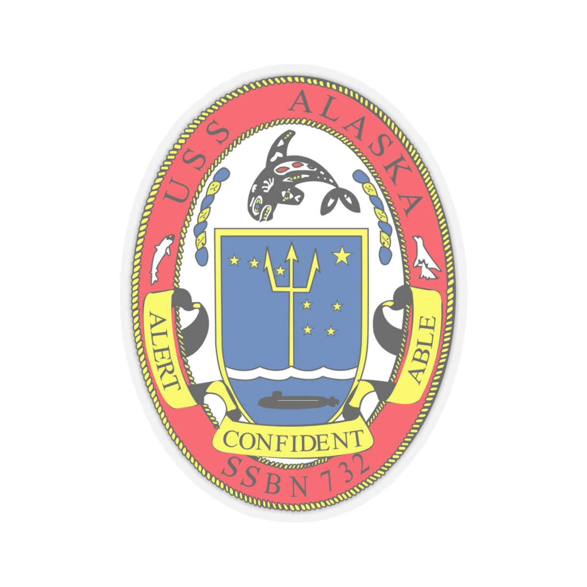 Kiss-Cut Stickers - Navy - USS Alaska (SSBN 732) wo Txt