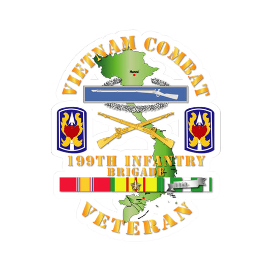 Kiss-Cut Stickers - Vietnam Combat Infantry Veteran w 199th Inf Bde SSI V1