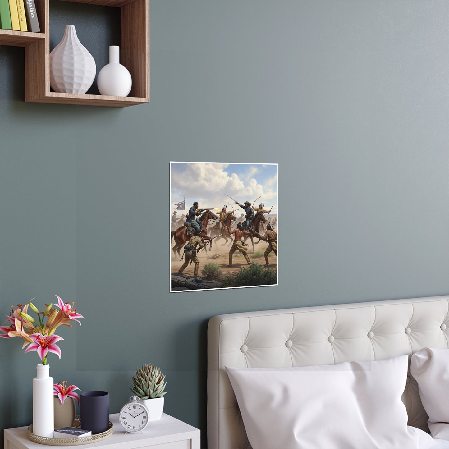 Indoor and Outdoor Silk Posters - 9th Cavalry Regiment fighting Native Americans during the Indian Wars