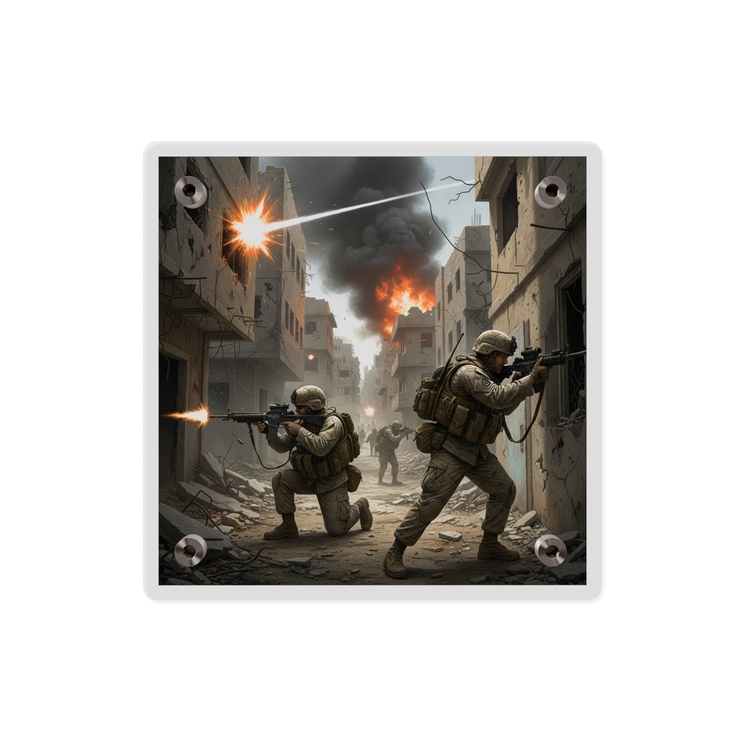 Acrylic Wall Art Panel - Marines in  the 2nd Battle of Fallujah