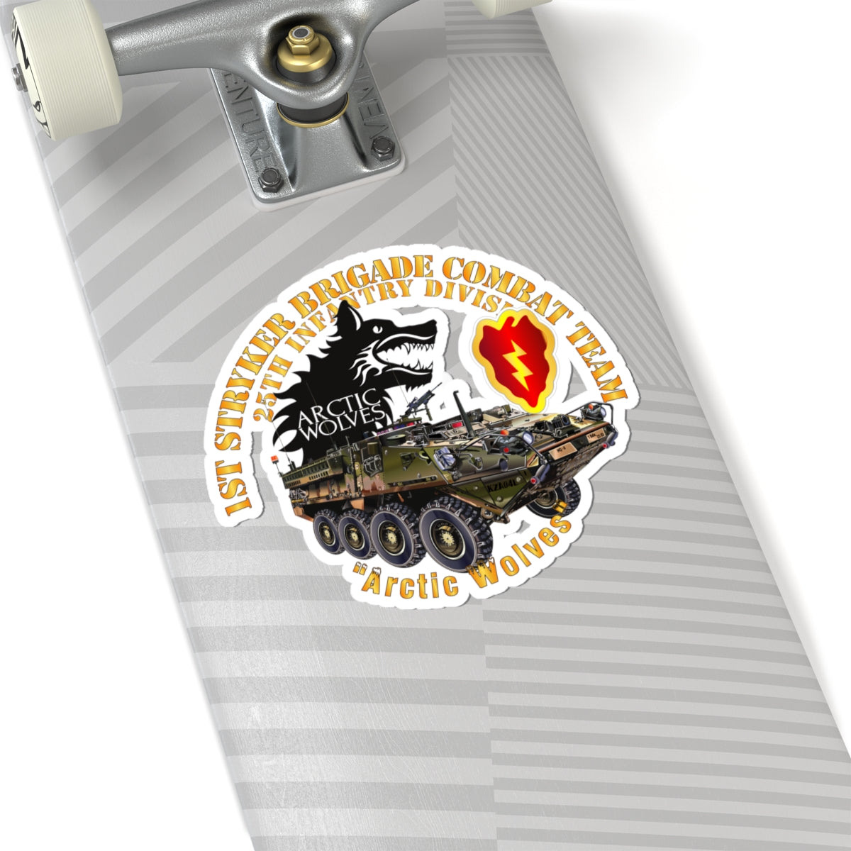 Kiss-Cut Stickers - 1st Stryker Bde - 25th ID - Arctic Wolves w Stryker - SSI