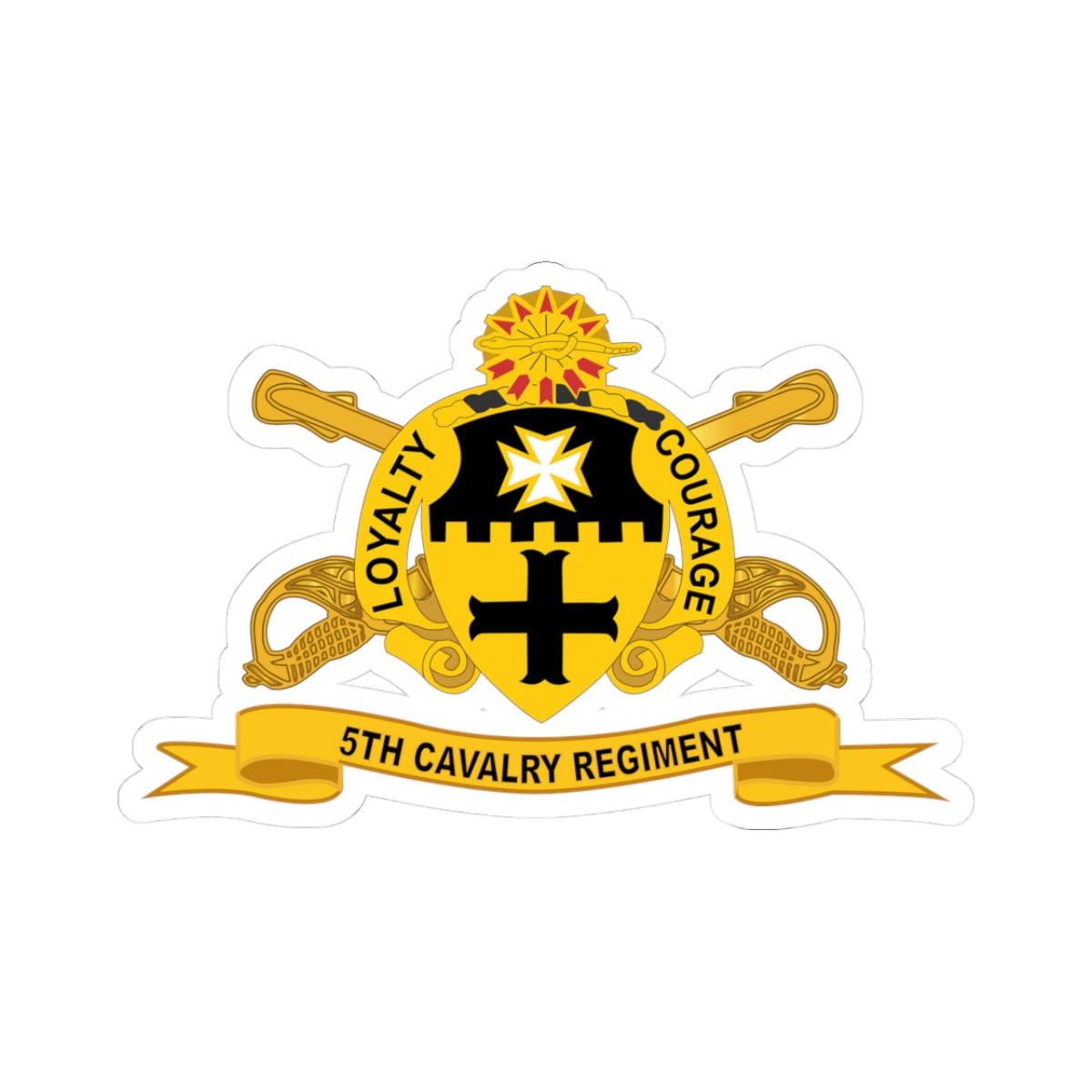 Kiss-Cut Stickers - 5th Cavalry Regiment w Br - Ribbon