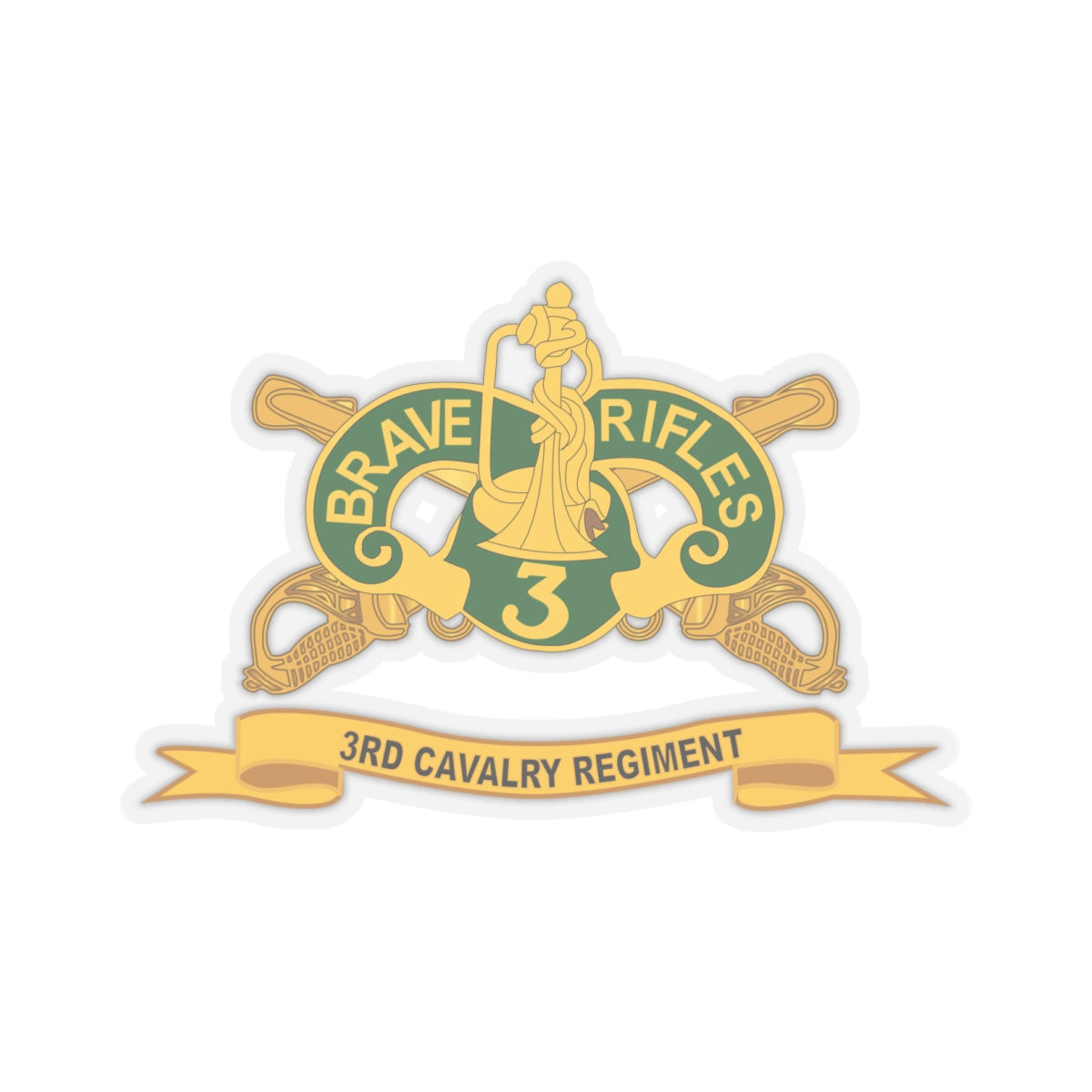 Kiss-Cut Stickers - 3rd Cavalry Regiment w Br - Ribbon
