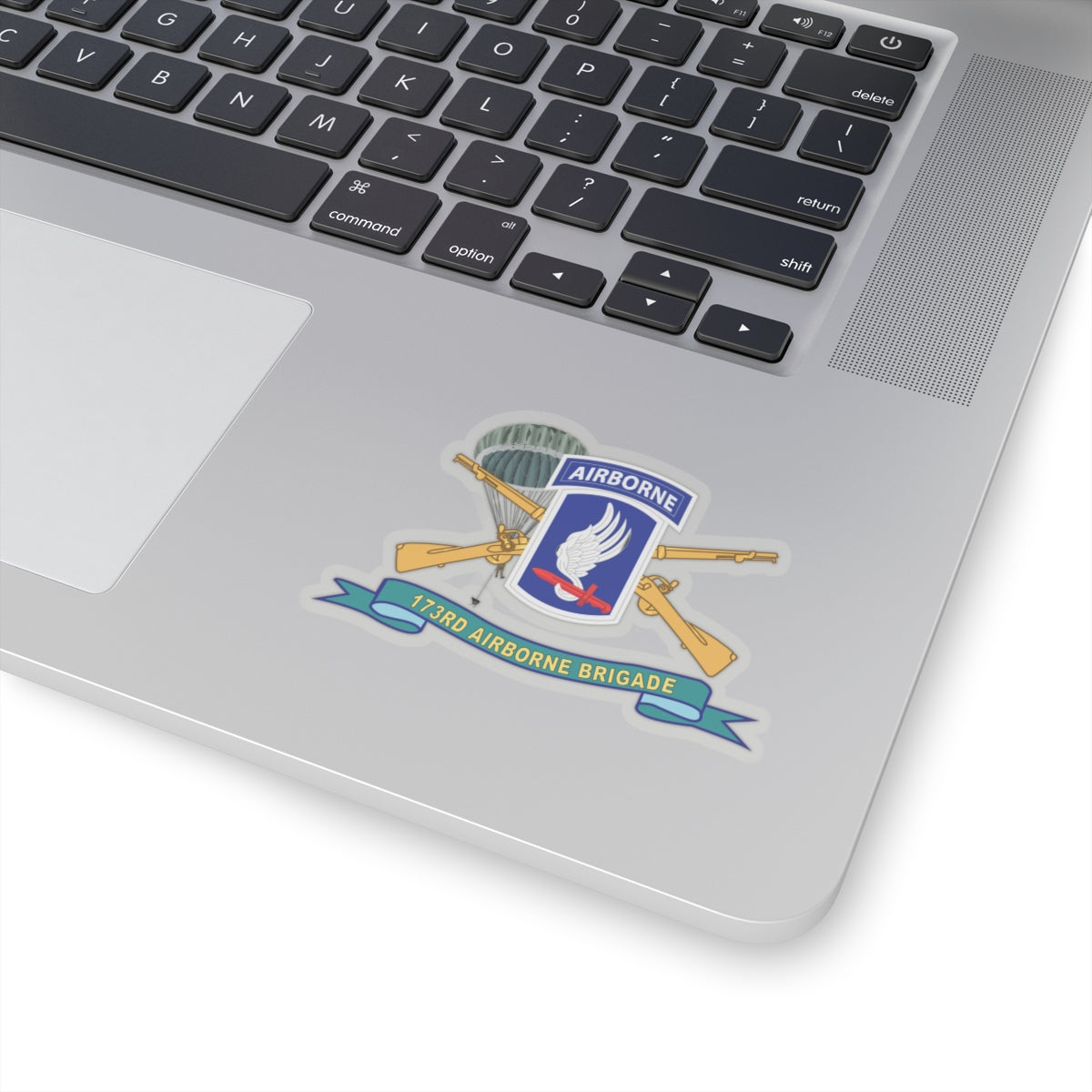 Kiss-Cut Stickers - 173rd Airborne Brigade with Jumper - SSI w INF Br - Ribbon X 300