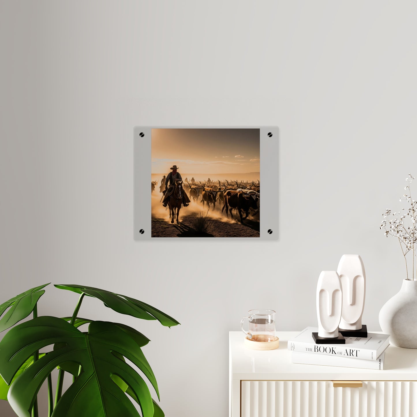 Acrylic Wall Art Panel - Dirty, dusty cattle drive in the Old West