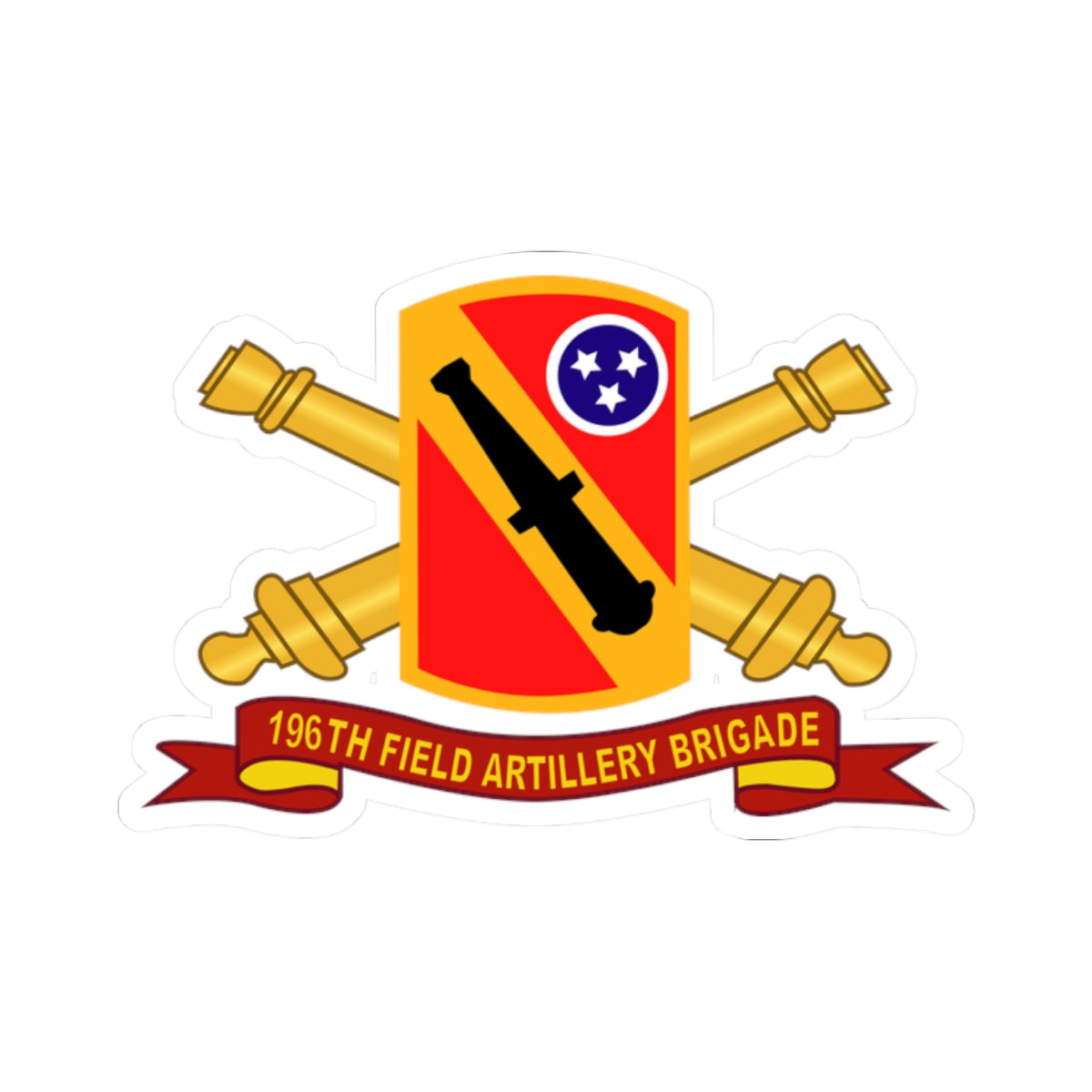 Kiss-Cut Stickers - 196th Field Artillery Brigade SSI w Br - Ribbon X 300