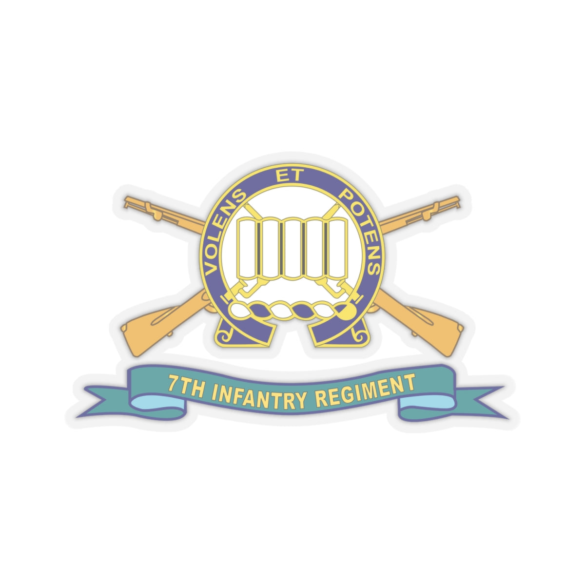 Kiss-Cut Stickers - 7th Infantry Regiment w Br - Ribbon X 300