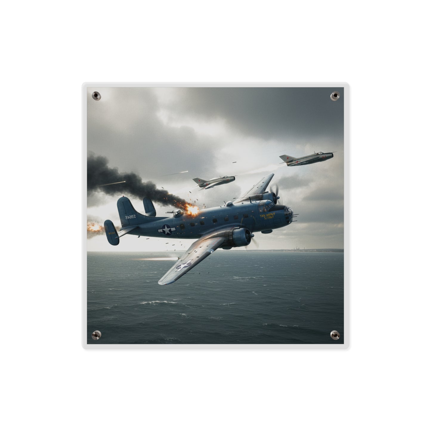 Acrylic Wall Art Panel - April 8, 1950, Baltic Sea - Latvia Soviet fighters shot down a U.S. Navy PB4Y-2 - Liberator - Cold War