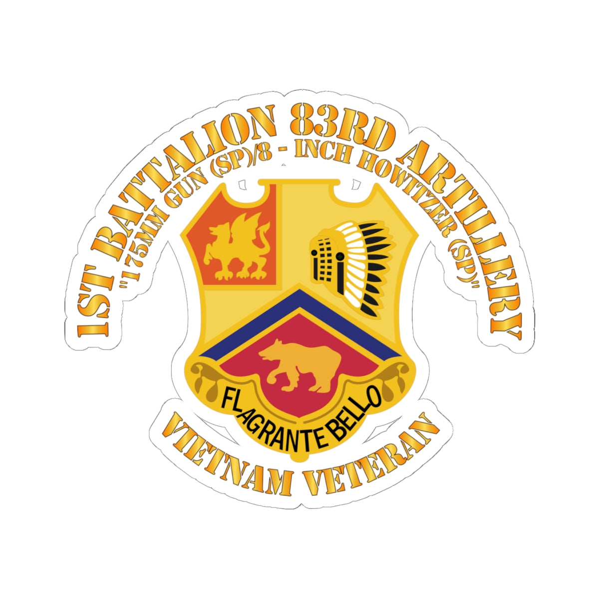 Kiss-Cut Stickers - 1st Bn 83rd Artillery - Vietnam Veteran