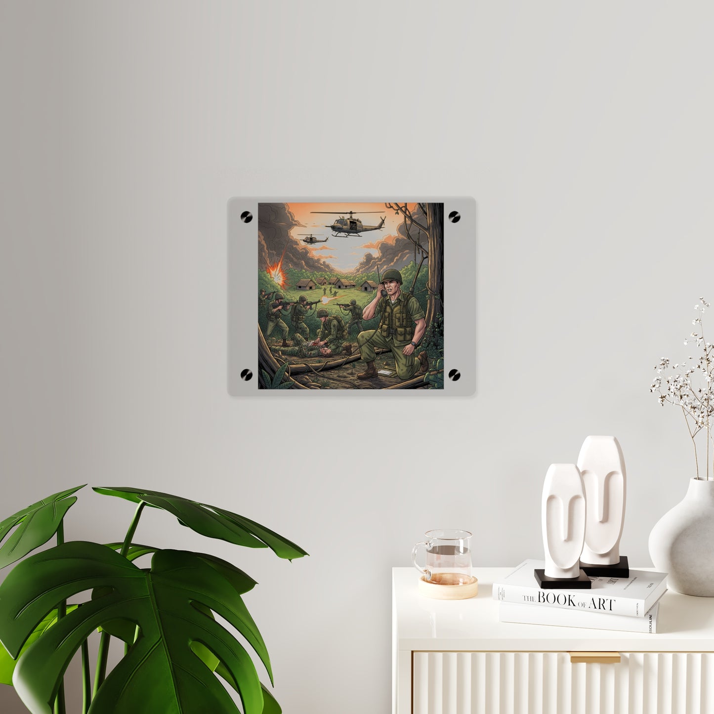 Acrylic Wall Art Panel - Vietnam Patrol Fire Fight Requesting Medevac