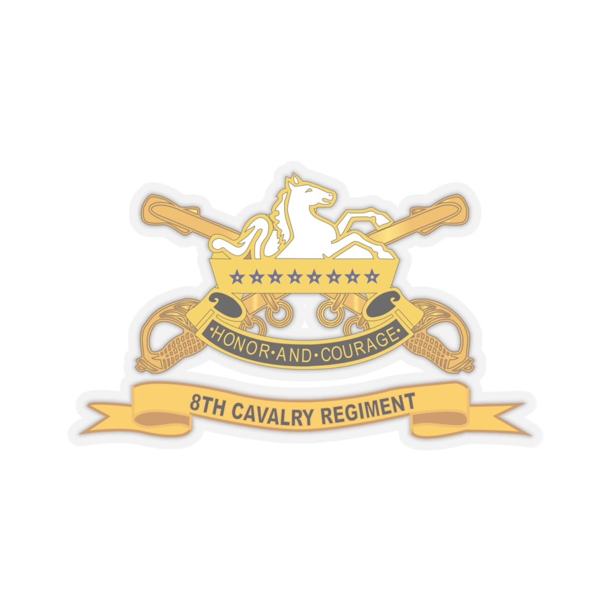 Kiss-Cut Stickers - 8th Cavalry Regiment w Br - Ribbon
