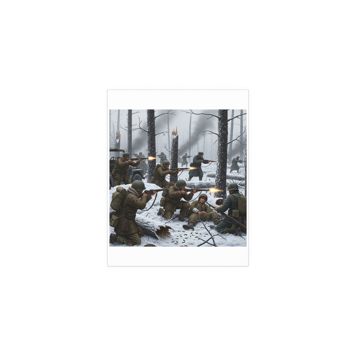 Indoor and Outdoor Silk Posters - 101st Airborne Division fighting the German Army at the Battle of Bastogne