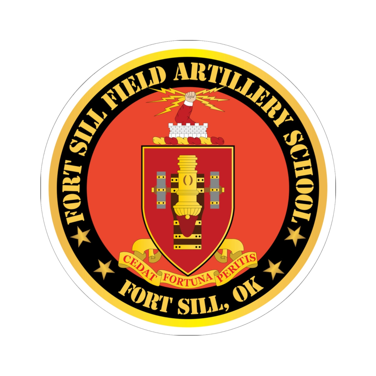 Kiss-Cut Stickers - Fort Sill Field Artillery School, COA Fort Sill, OK X 300