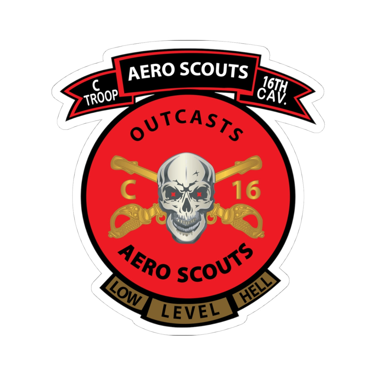 Kiss-Cut Stickers - C Co 16th Cavalry Regiment Aero Scouts - Vietnam - SSI X 300