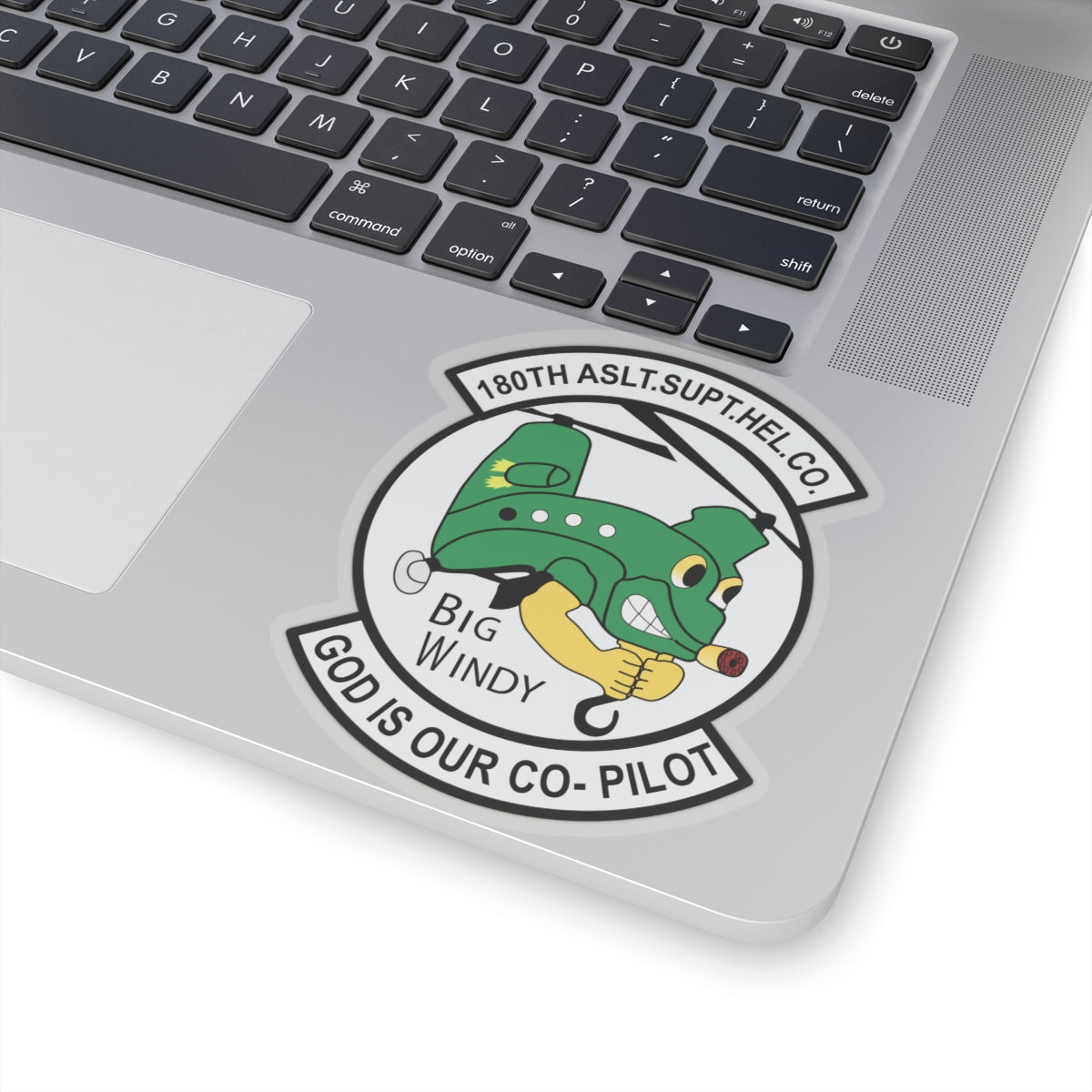 Kiss-Cut Stickers - 180th Assault Support Helicopter Company - Big Windy - God is Co-Pilot