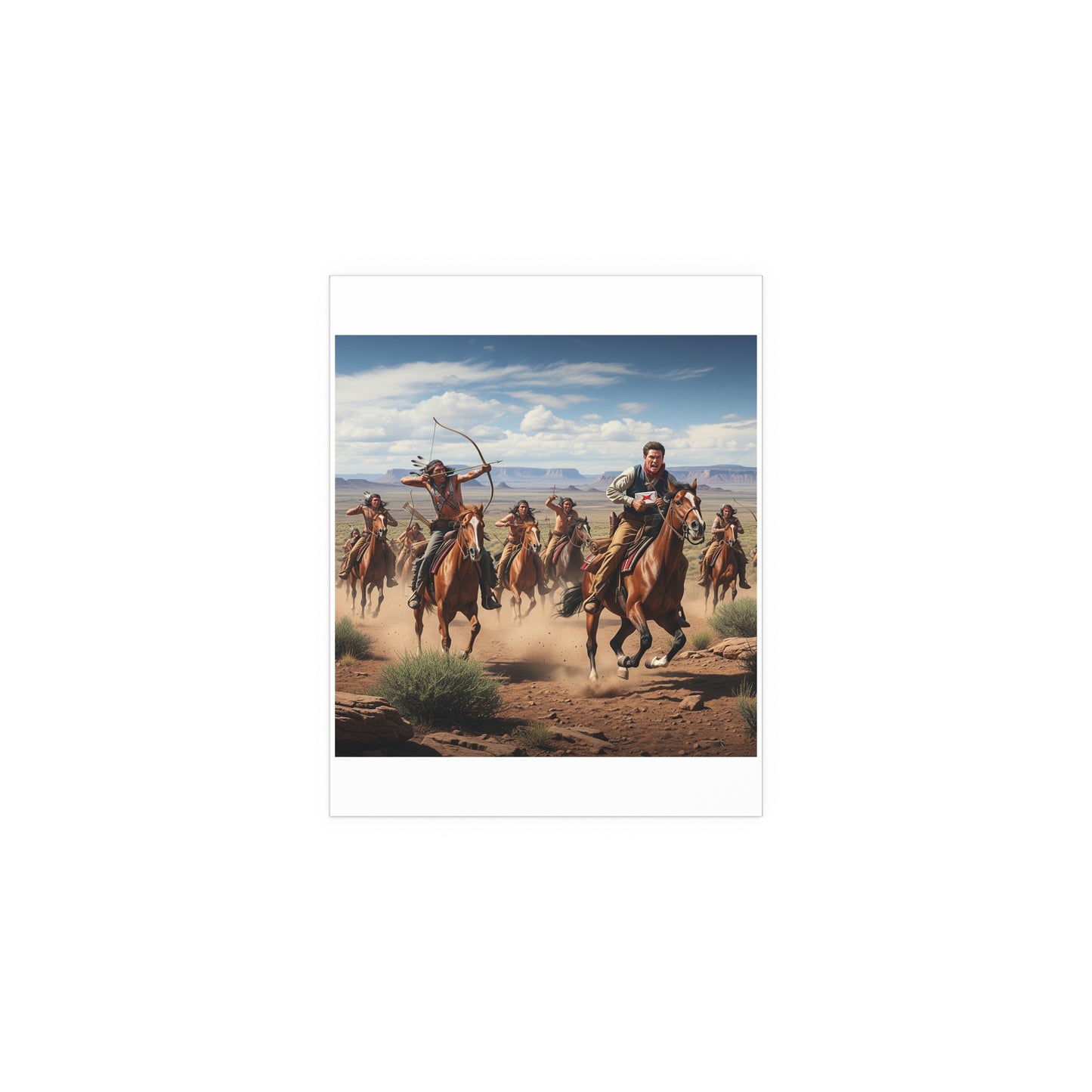 Indoor and Outdoor Silk Posters - Apache Indians attacking a Pony Express Rider