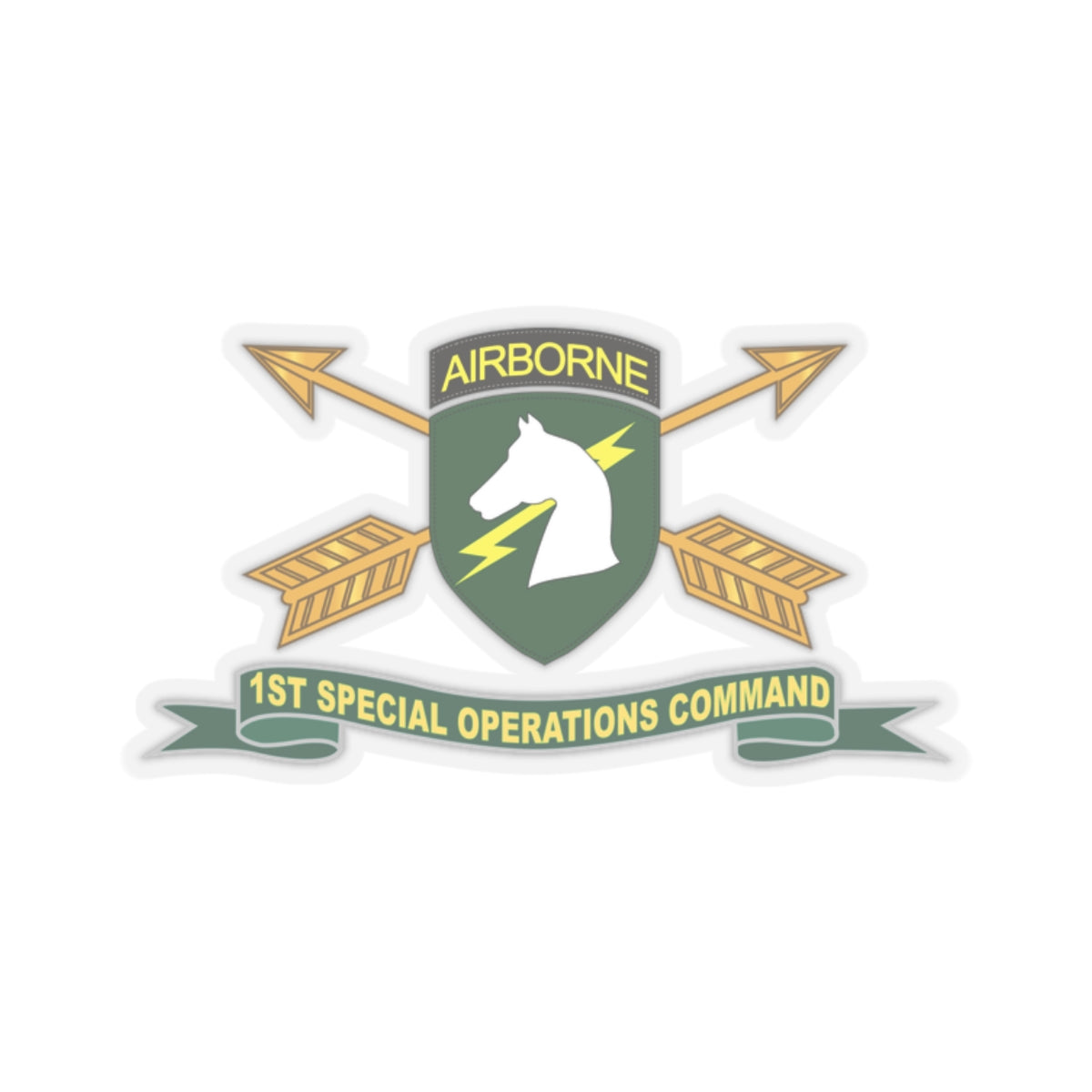 Kiss-Cut Stickers - 1st Special Operations Command (SOCOM) - SSI w Br - Ribbon X 300