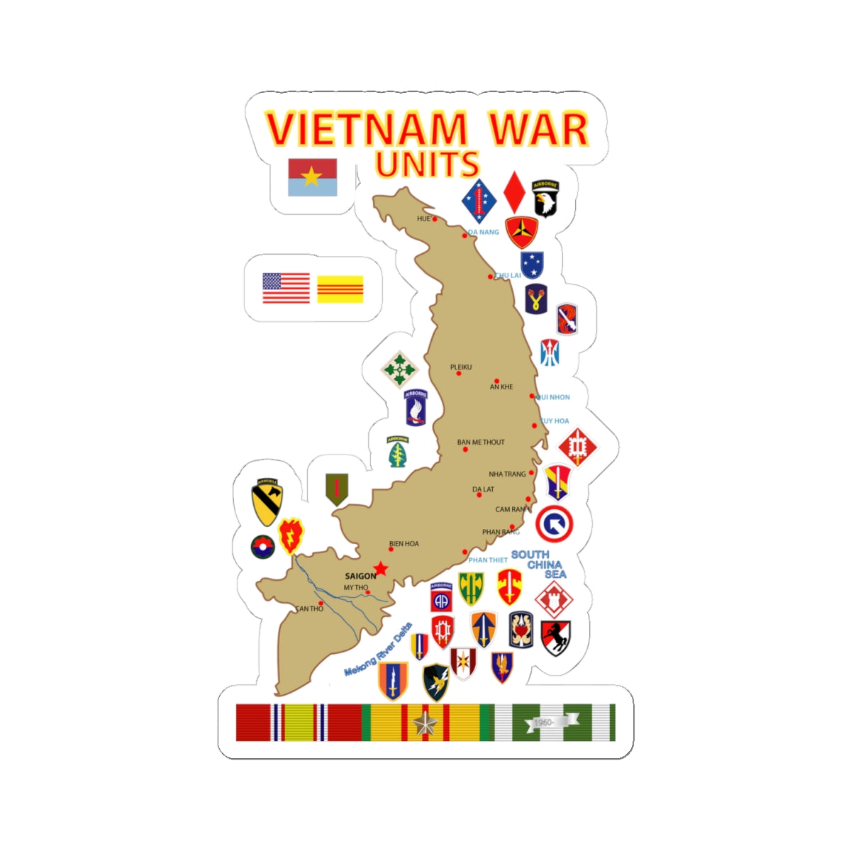 Kiss-Cut Stickers - Map - Vietnam Units - 3 wo DS