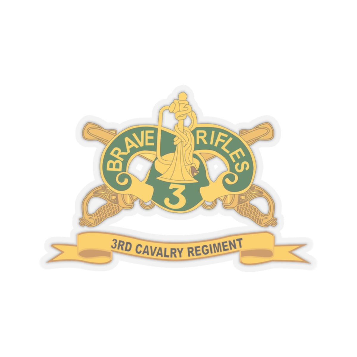 Kiss-Cut Stickers - 3rd Cavalry Regiment w Br - Ribbon
