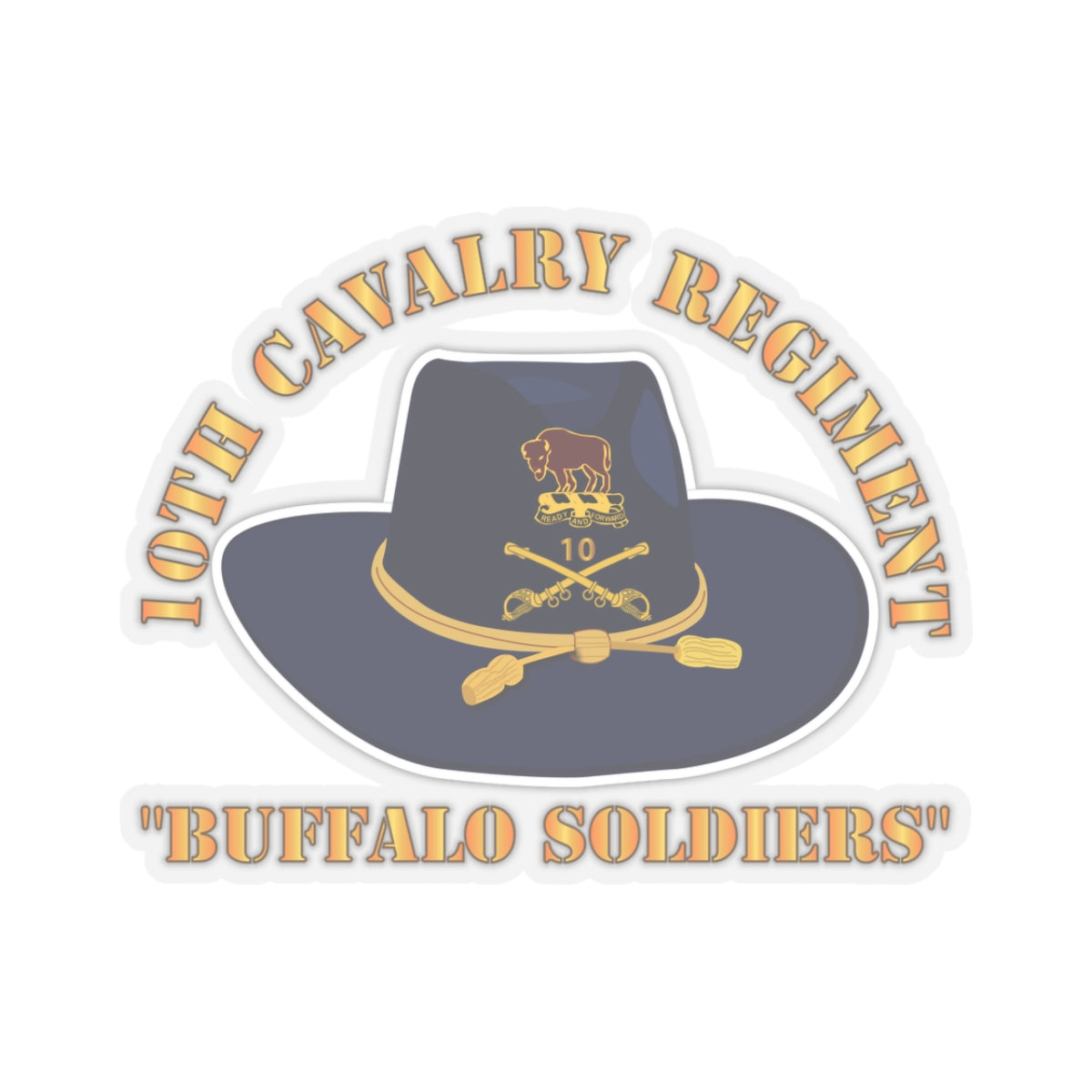 Kiss-Cut Stickers - 10th Cavalry Regiment w Cav - Buffalo Soldiers