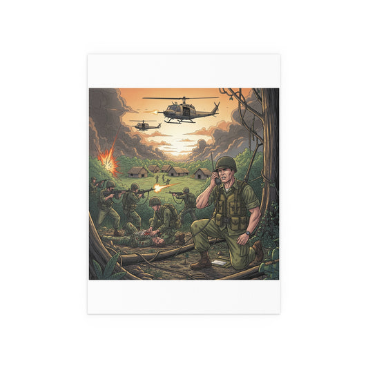 Indoor and Outdoor Silk Posters - Vietnam Patrol Fire Fight Requesting Medevac