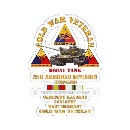 Kiss-Cut Stickers - Cold War Vet - 2nd Armored Division - Garlstedt, Germany - M60A1 Tank w COLD SVC