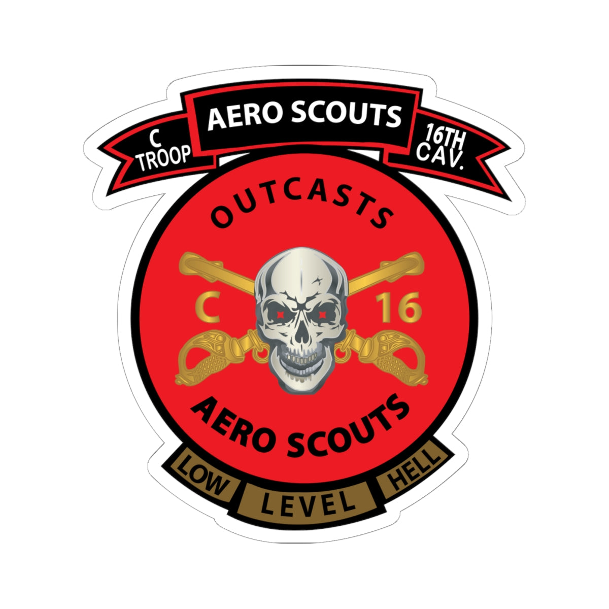 Kiss-Cut Stickers - C Co 16th Cavalry Regiment Aero Scouts - Vietnam - SSI X 300