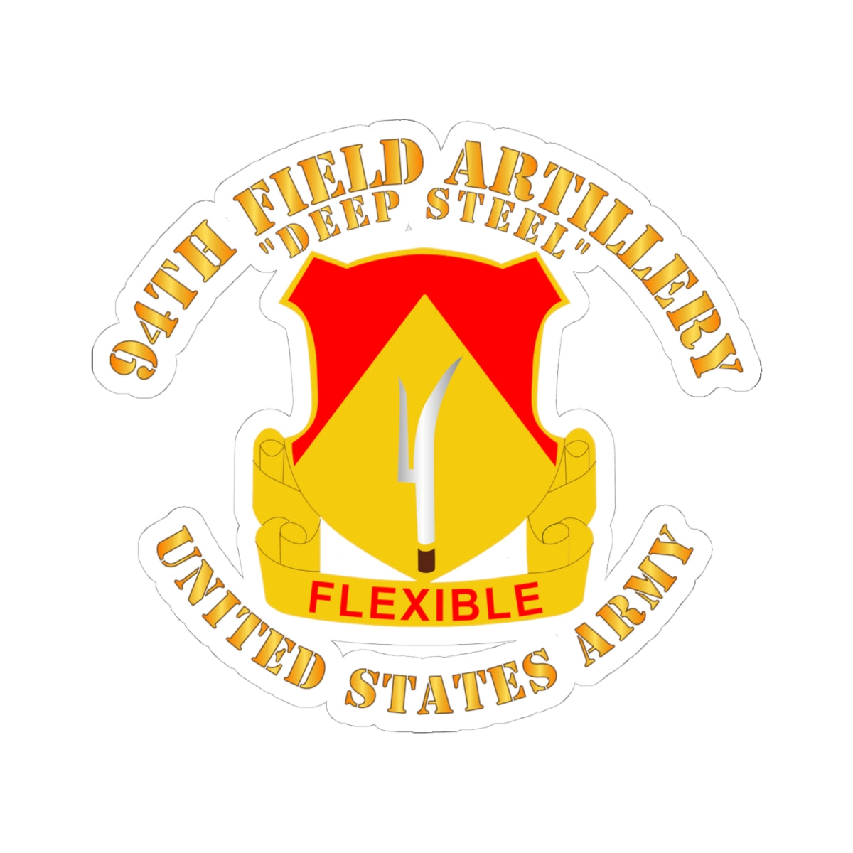 Kiss-Cut Stickers - 94th Field Artillery Regiment - Deep Steel w DUI