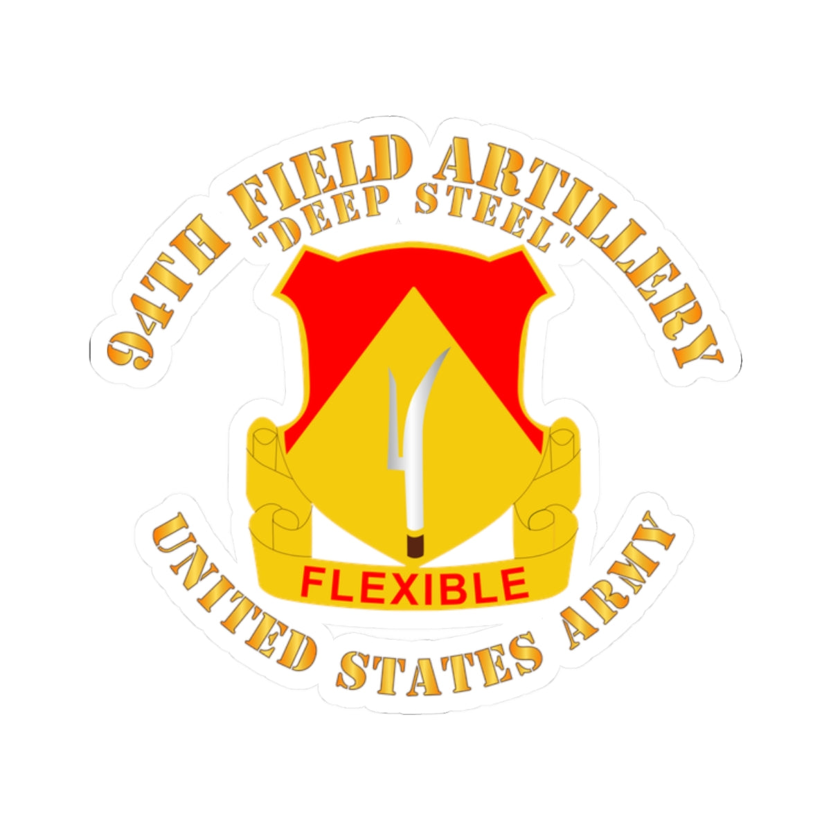 Kiss-Cut Stickers - 94th Field Artillery Regiment - Deep Steel w DUI