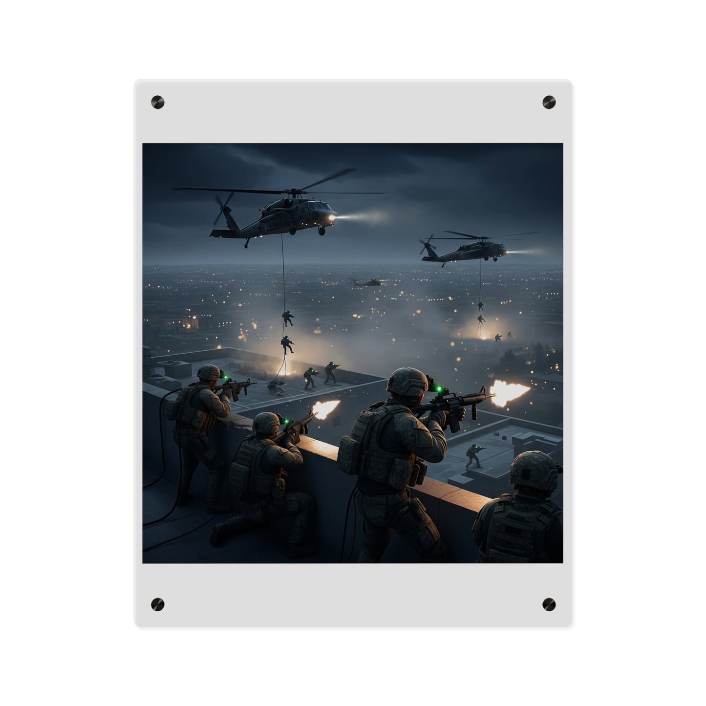 Acrylic Wall Art Panel - Night Air Assault by Army Rangers