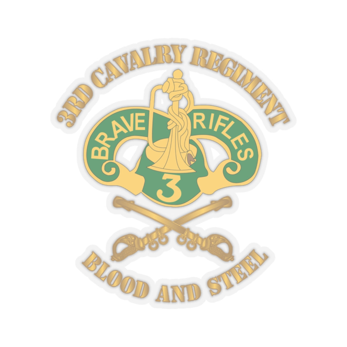 Kiss-Cut Stickers - 3rd Cavalry Regiment DUI - Blood and Steel