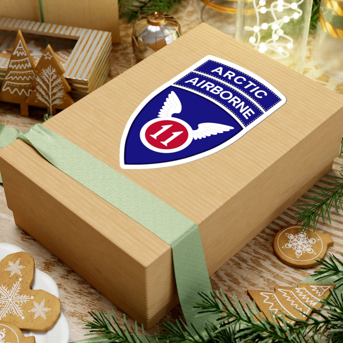 Kiss-Cut Stickers - 11th Airborne Division w Arctic Tab wo Txt X 300