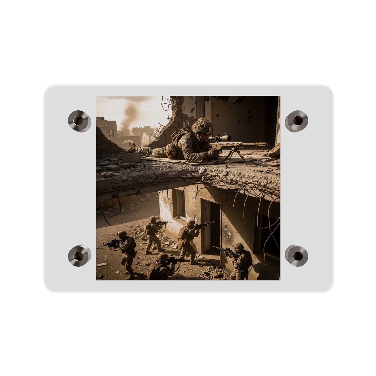 Acrylic Wall Art Panel - Marine Sniper Providing Overwatch for Breach Team