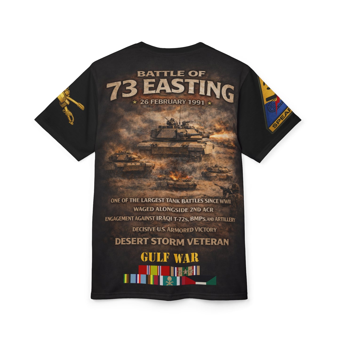 Battle of 73 Easting Veterans Tribute All-Over Print Tee — 3rd Armored Division (Spearhead)