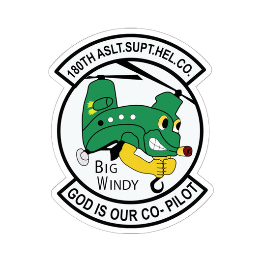 Kiss-Cut Stickers - 180th Assault Support Helicopter Company - Big Windy - God is Co-Pilot