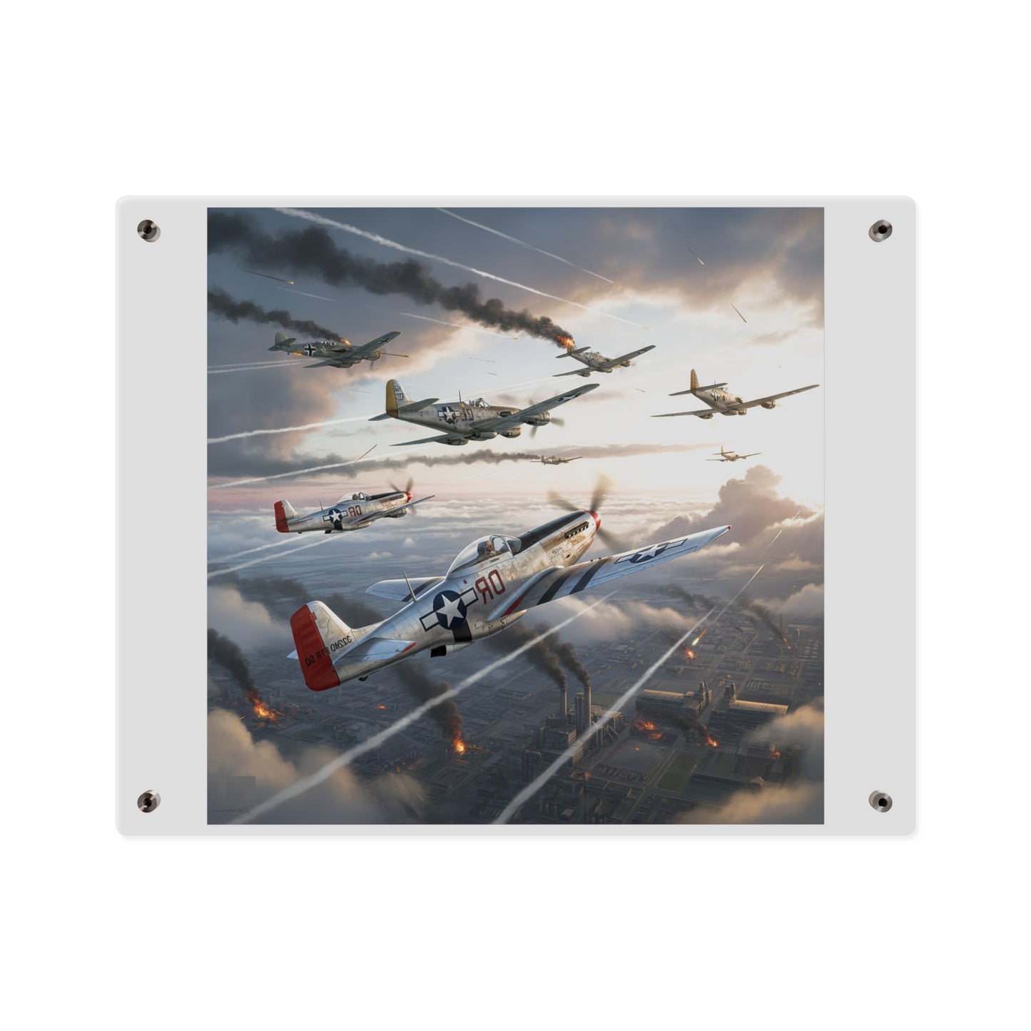 Acrylic Wall Art Panel - Red Tails in Action