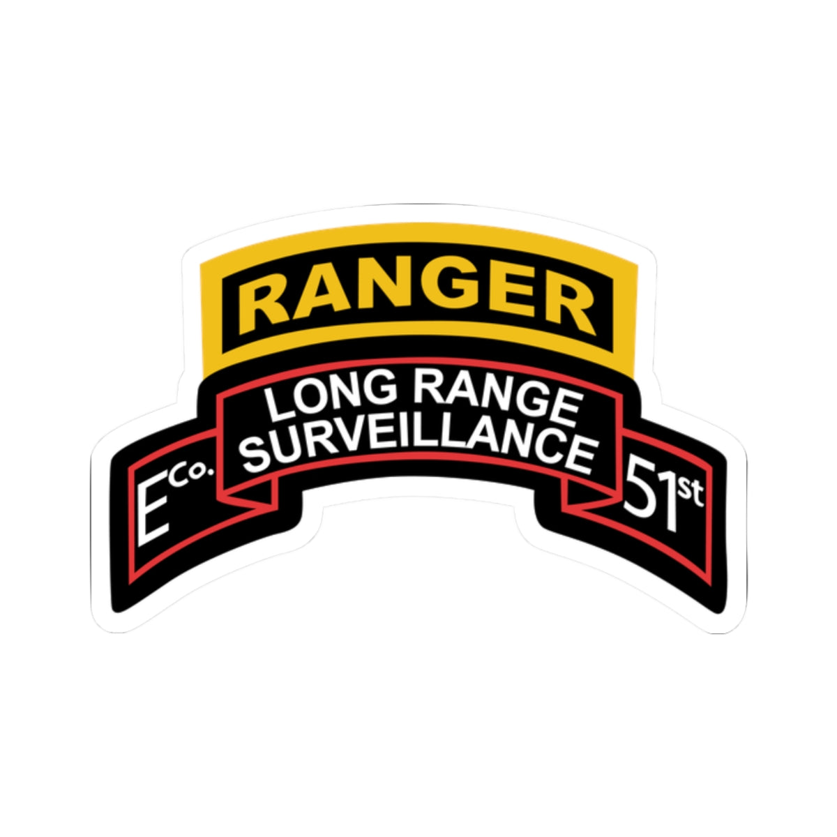 Kiss-Cut Stickers - Airborne Ranger - E Company- 51st Infantry (Ranger) w Ranger Tab