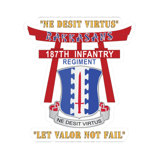 Kiss-Cut Stickers - 187th Infantry Regiment - Torii, Rakkasans, Let Valor Not Fail, English, Latin X 300
