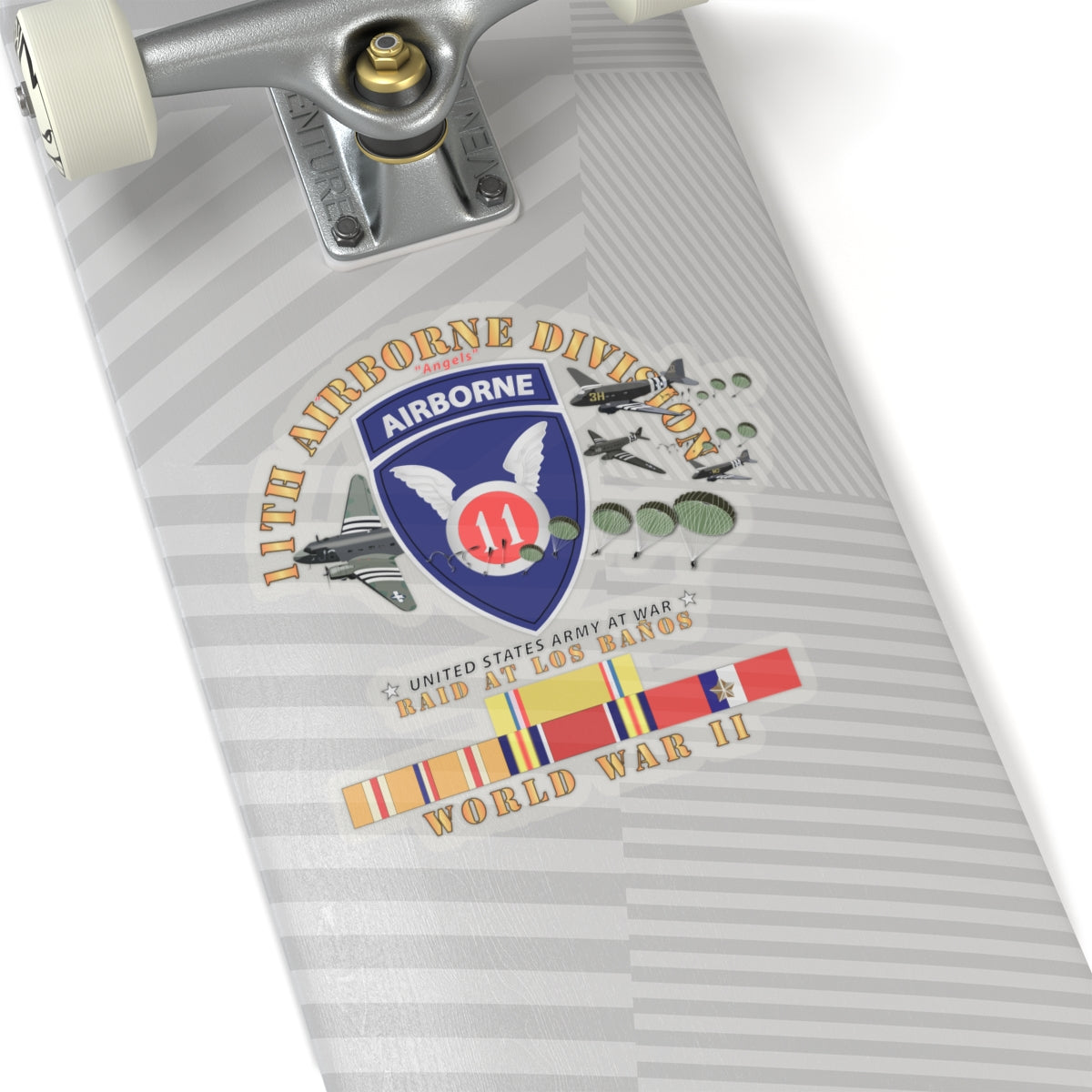 Kiss-Cut Stickers - 11th Airborne Division - Raid at Los Baños W Jumpers - WWII w PAC SVC