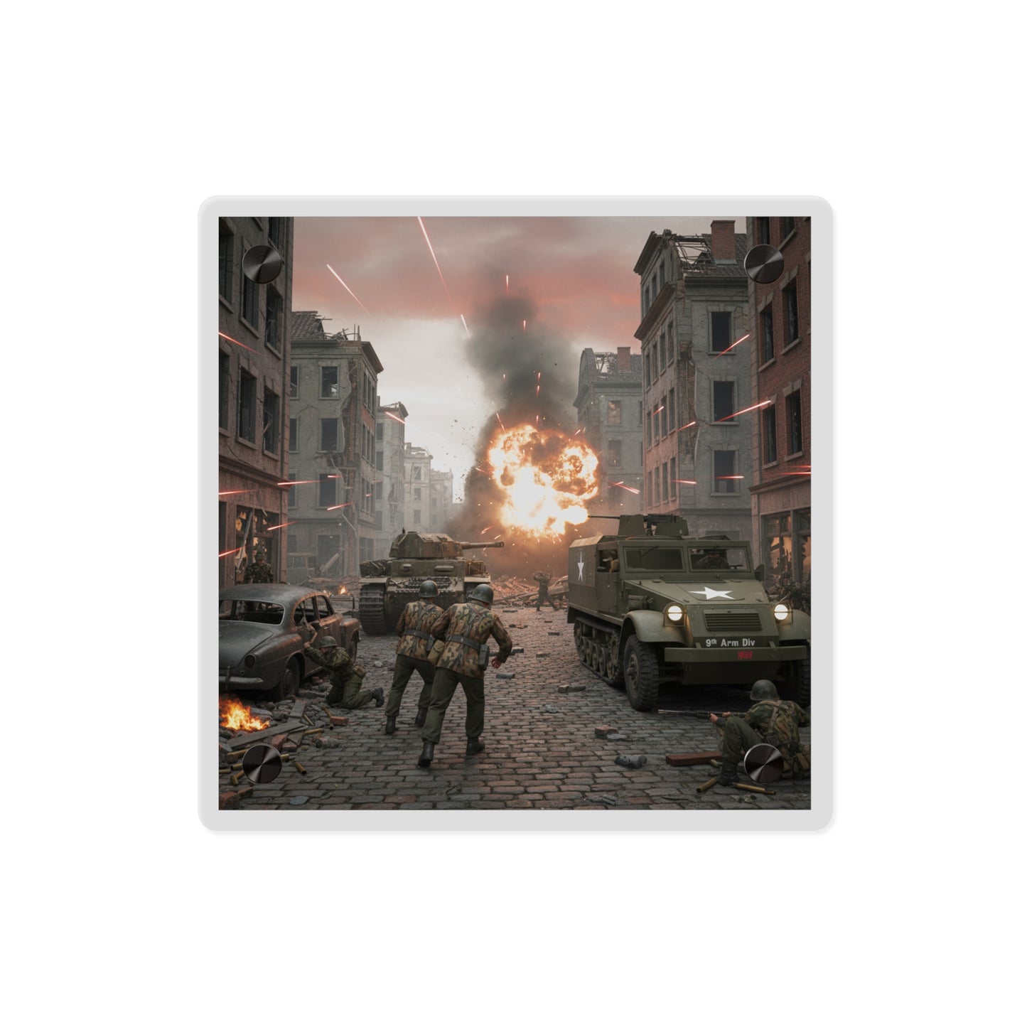 Acrylic Wall Art Panel - M3A1 - 9th Armor Division Attack - WWII