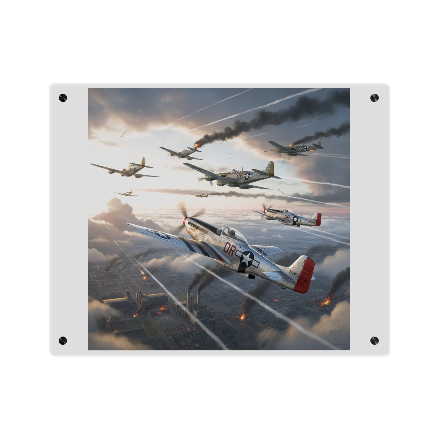 Acrylic Wall Art Panel - Red Tails in Action