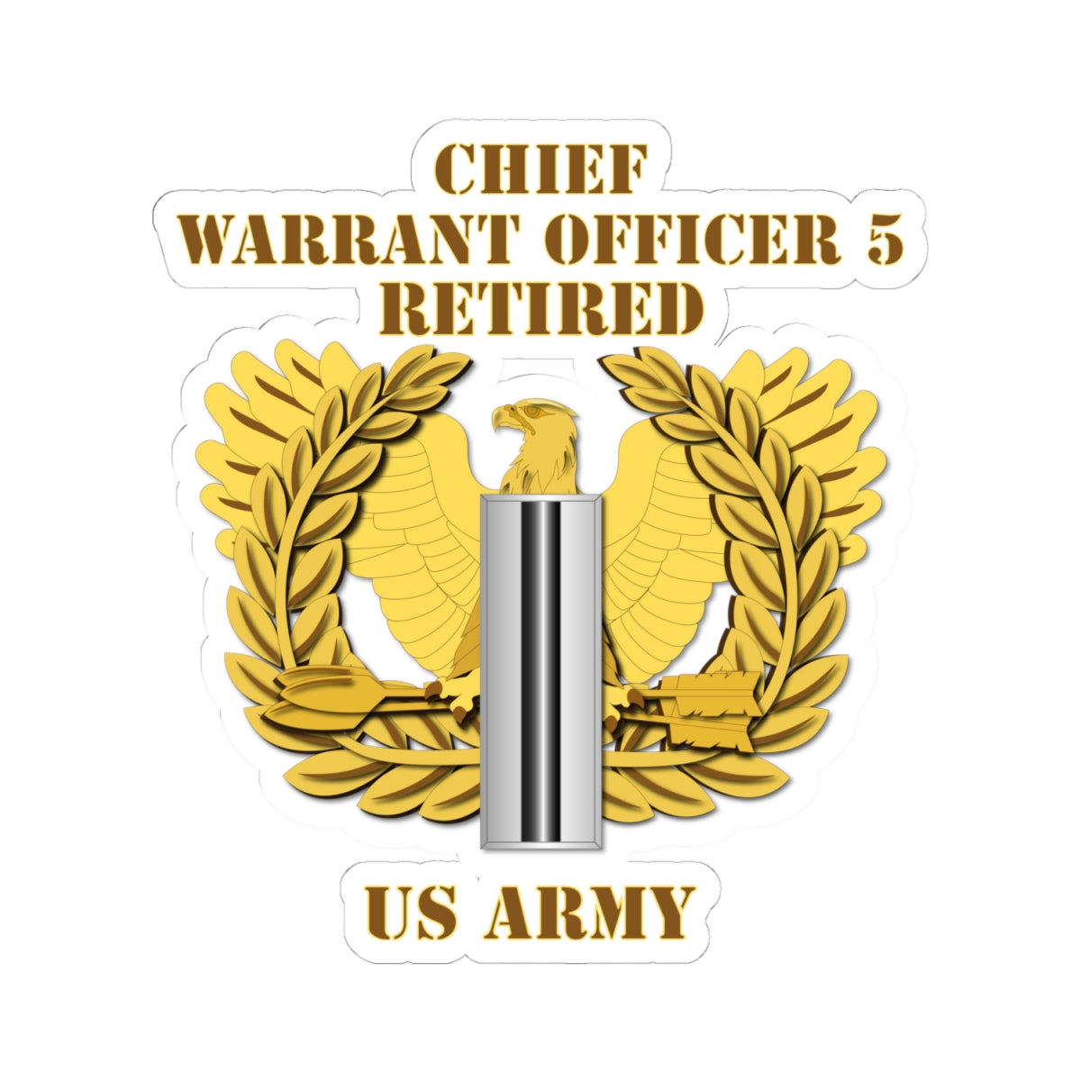 Kiss-Cut Stickers - Emblem - Warrant Officer 5 - CW5 w Eagle - Retired
